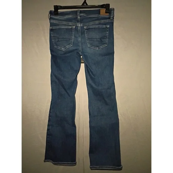 American Eagle Kick Boot Jeans Women 8 Short 30x30 Blue Denim Next Level Stretch - Picture 8 of 10